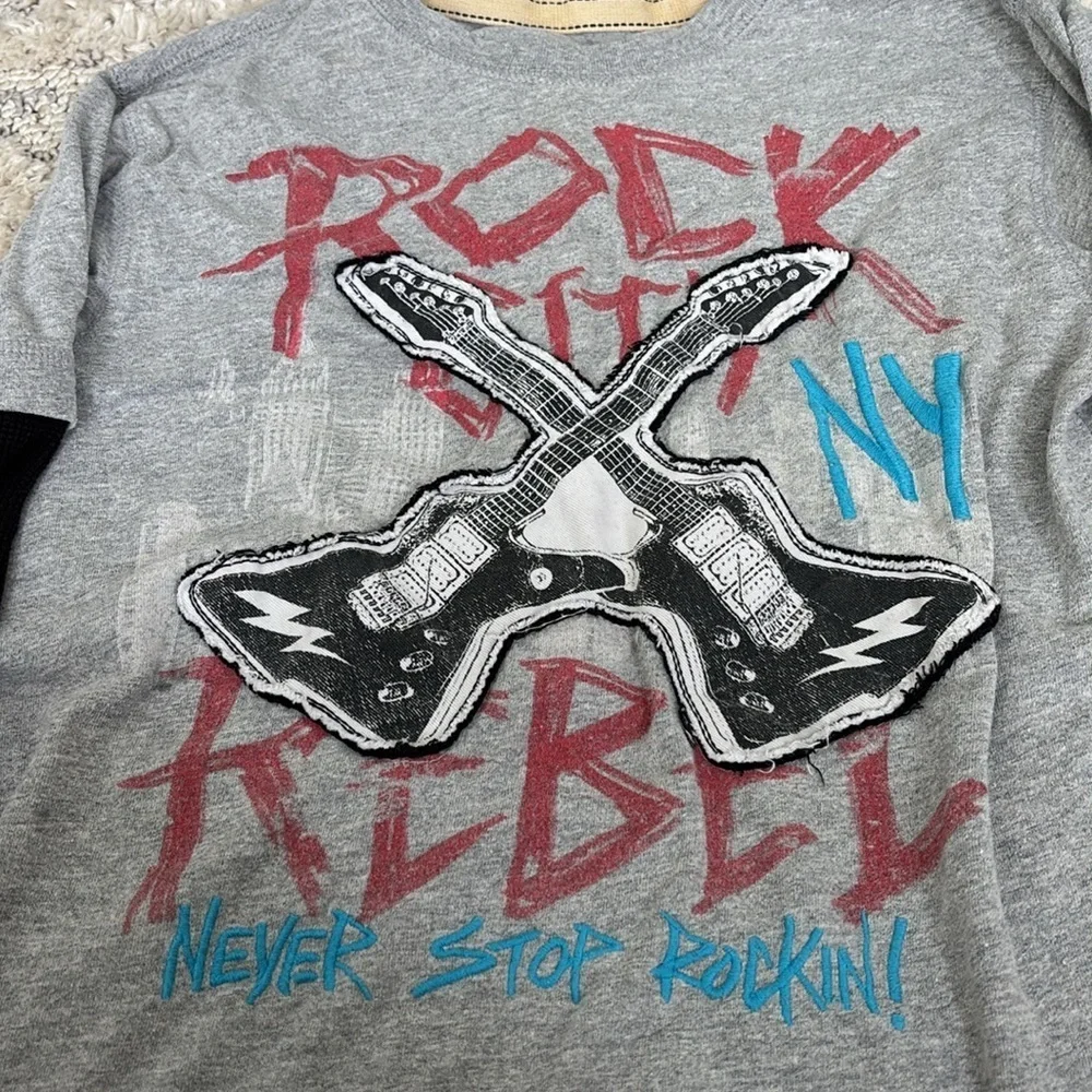 Old Navy Boys Medium Rock City Rebel - NY- Never Stop Rocking Long sleeve shirt